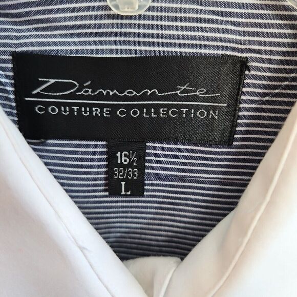 Damonte Couture Collection Men's dress Shirt 16.5  (Lg) gray white Vintage - Picture 2 of 10
